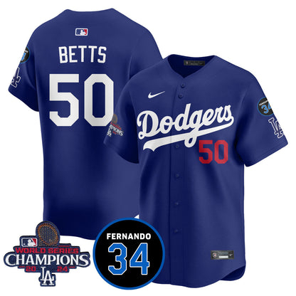 LA Dodgers - World Series Champions 2024/Fernando Valenzuela Memorial Jersey - Stitched N08