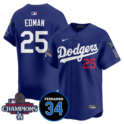 LA Dodgers - World Series Champions 2024/Fernando Valenzuela Memorial Jersey - Stitched N08