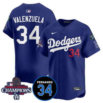 LA Dodgers - World Series Champions 2024/Fernando Valenzuela Memorial Jersey - Stitched N08