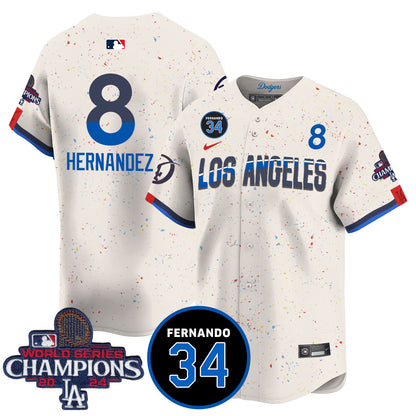 LA Dodgers - World Series Champions 2024/Fernando Valenzuela Memorial Jersey - Stitched N08