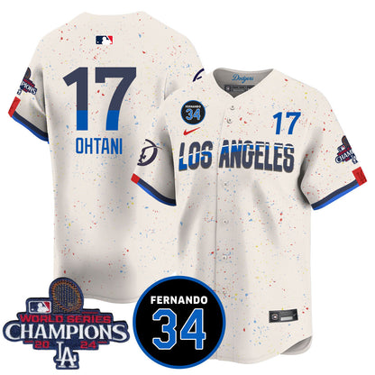 LA Dodgers - World Series Champions 2024/Fernando Valenzuela Memorial Jersey - Stitched N08