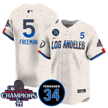 LA Dodgers - World Series Champions 2024/Fernando Valenzuela Memorial Jersey - Stitched N08