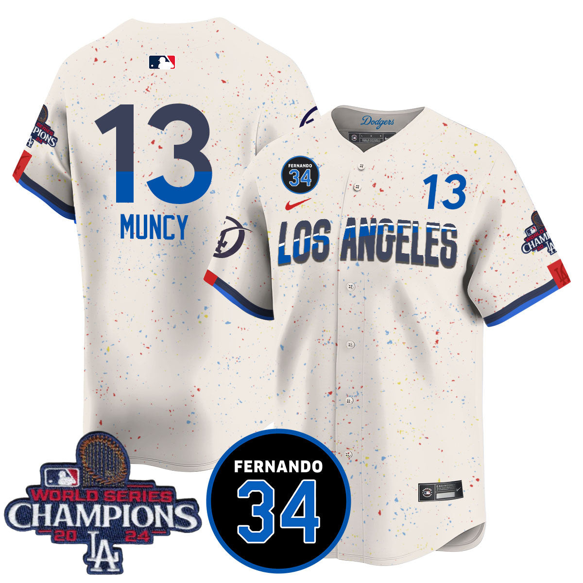 LA Dodgers - World Series Champions 2024/Fernando Valenzuela Memorial Jersey - Stitched N08