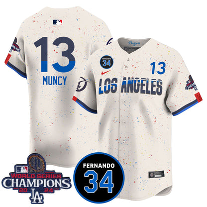 LA Dodgers - World Series Champions 2024/Fernando Valenzuela Memorial Jersey - Stitched N08