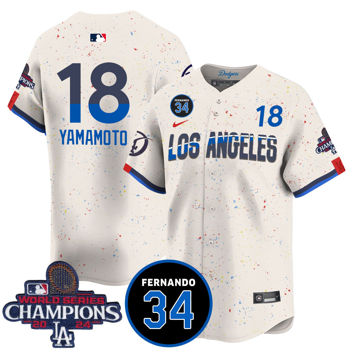 LA Dodgers - World Series Champions 2024/Fernando Valenzuela Memorial Jersey - Stitched N08