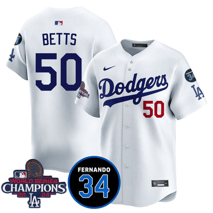 LA Dodgers - World Series Champions 2024/Fernando Valenzuela Memorial Jersey - Stitched N08