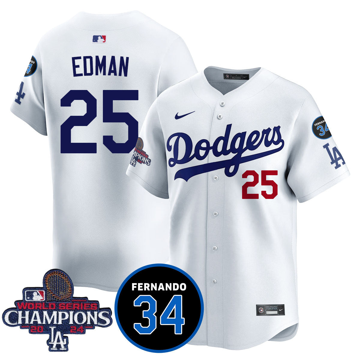 LA Dodgers - World Series Champions 2024/Fernando Valenzuela Memorial Jersey - Stitched N08