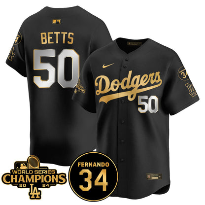 LA Dodgers - World Series Champions 2024/Fernando Valenzuela Memorial Jersey - Stitched N08