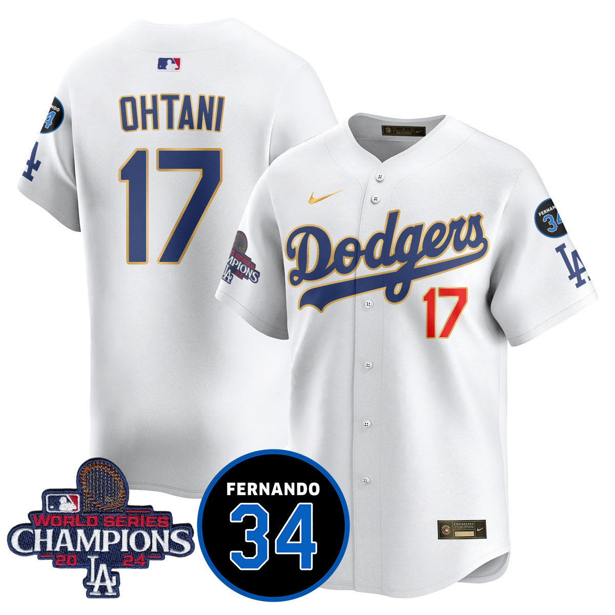 LA Dodgers - World Series Champions 2024/Fernando Valenzuela Memorial Jersey - Stitched N08