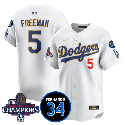 LA Dodgers - World Series Champions 2024/Fernando Valenzuela Memorial Jersey - Stitched N08