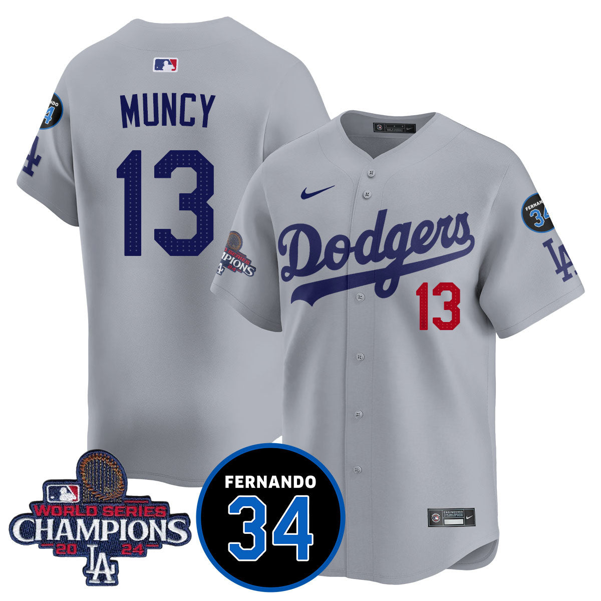 LA Dodgers - World Series Champions 2024/Fernando Valenzuela Memorial Jersey - Stitched N08