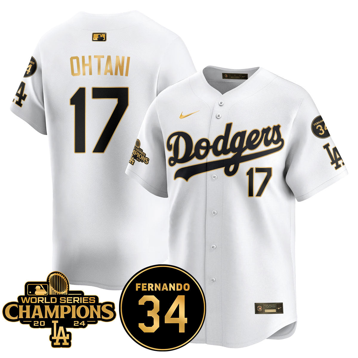 LA Dodgers - World Series Champions 2024/Fernando Valenzuela Memorial Jersey - Stitched N08