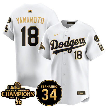 LA Dodgers - World Series Champions 2024/Fernando Valenzuela Memorial Jersey - Stitched N08