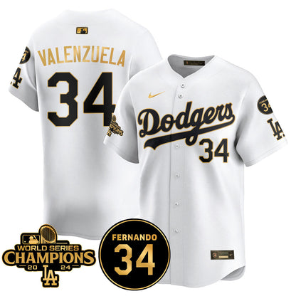 LA Dodgers - World Series Champions 2024/Fernando Valenzuela Memorial Jersey - Stitched N08