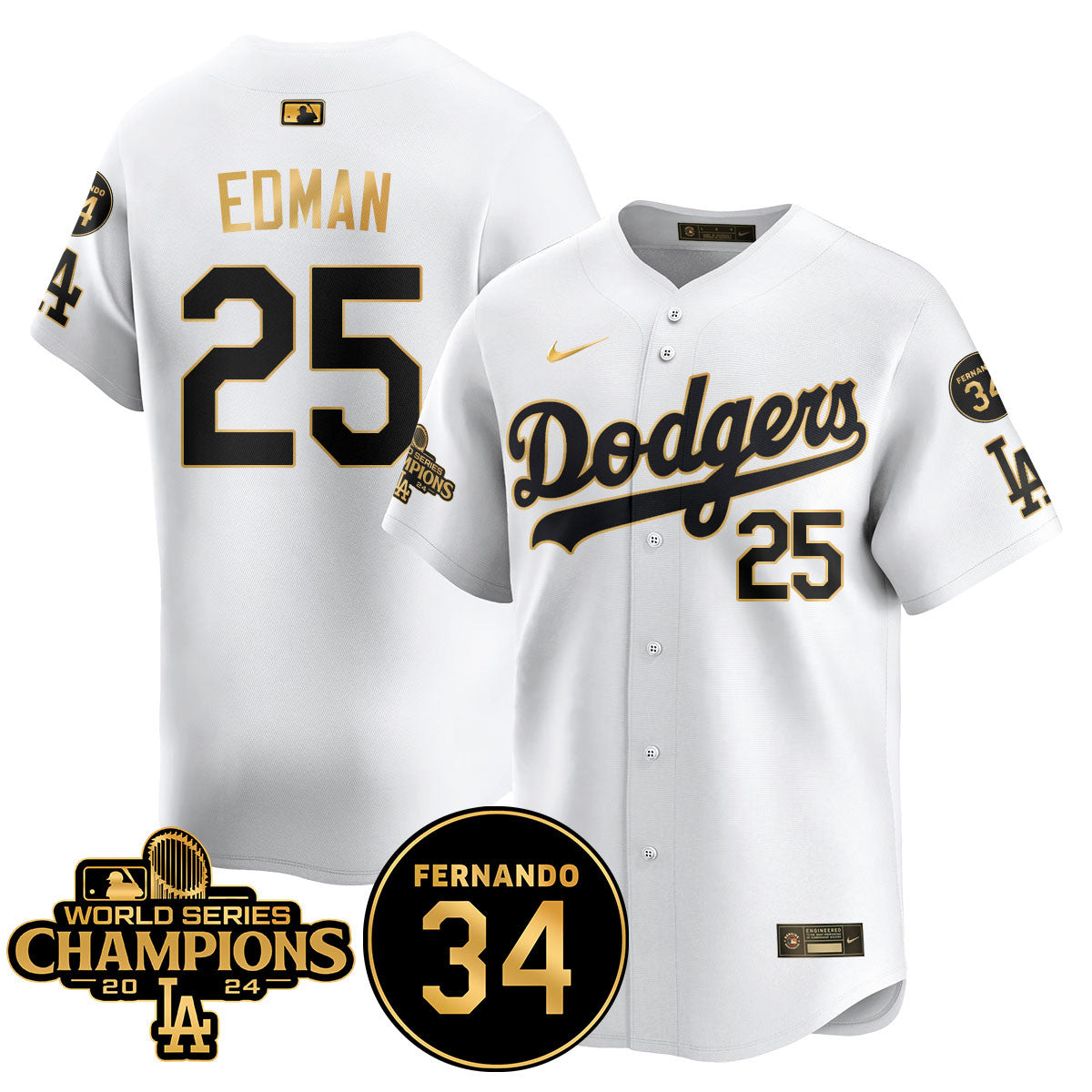 LA Dodgers - World Series Champions 2024/Fernando Valenzuela Memorial Jersey - Stitched N08