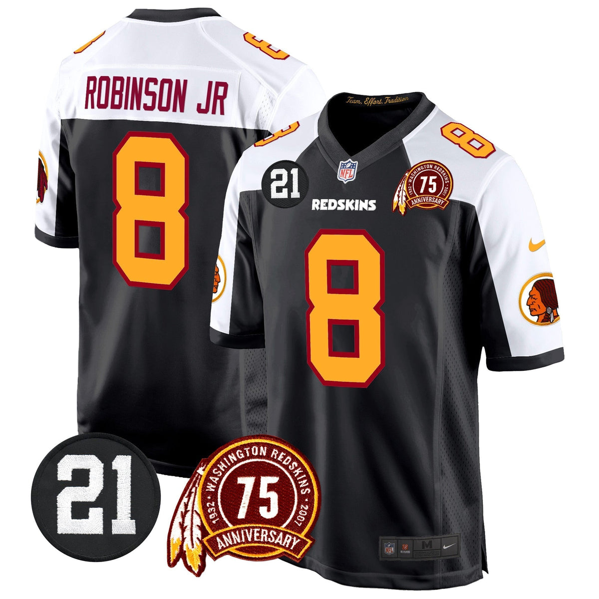 WR 75th & Sean Taylor Patch Game Jersey - Stitched