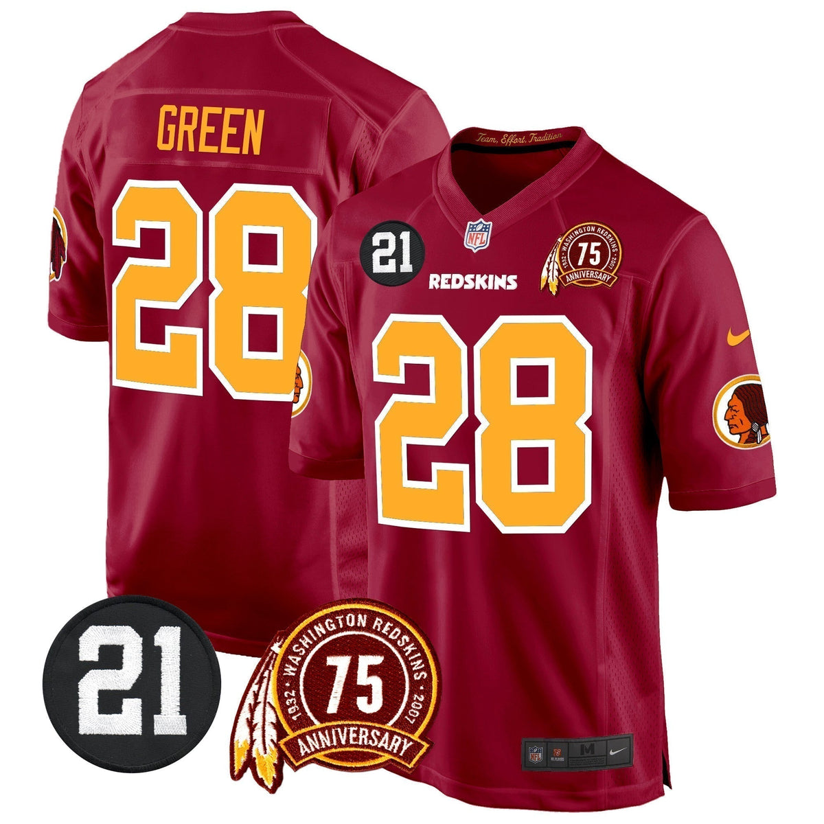 WR 75th & Sean Taylor Patch Game Jersey - Stitched