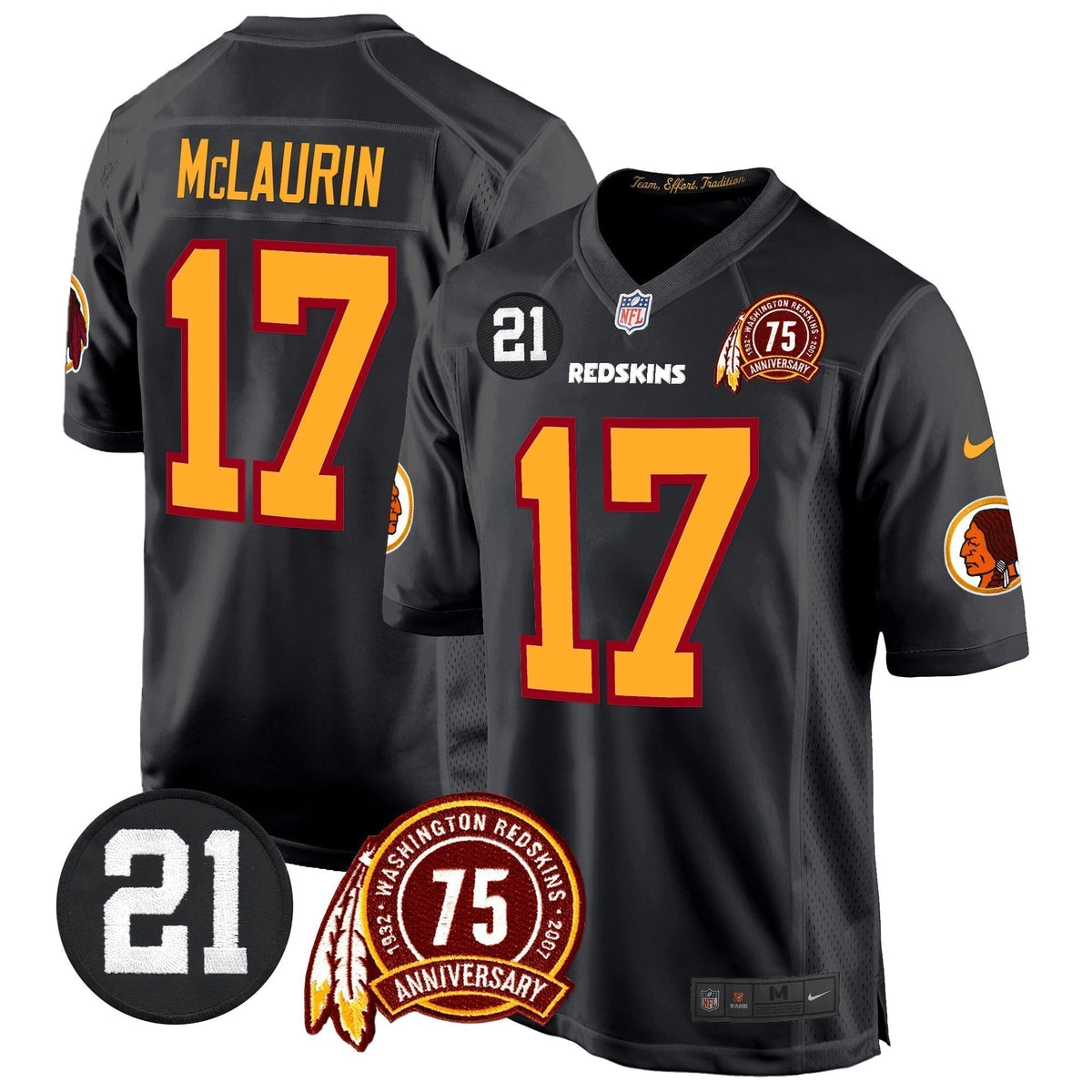 WR 75th & Sean Taylor Patch Game Jersey - Stitched