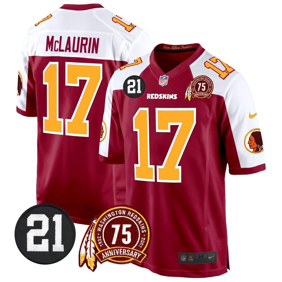 WR 75th & Sean Taylor Patch Game Jersey - Stitched