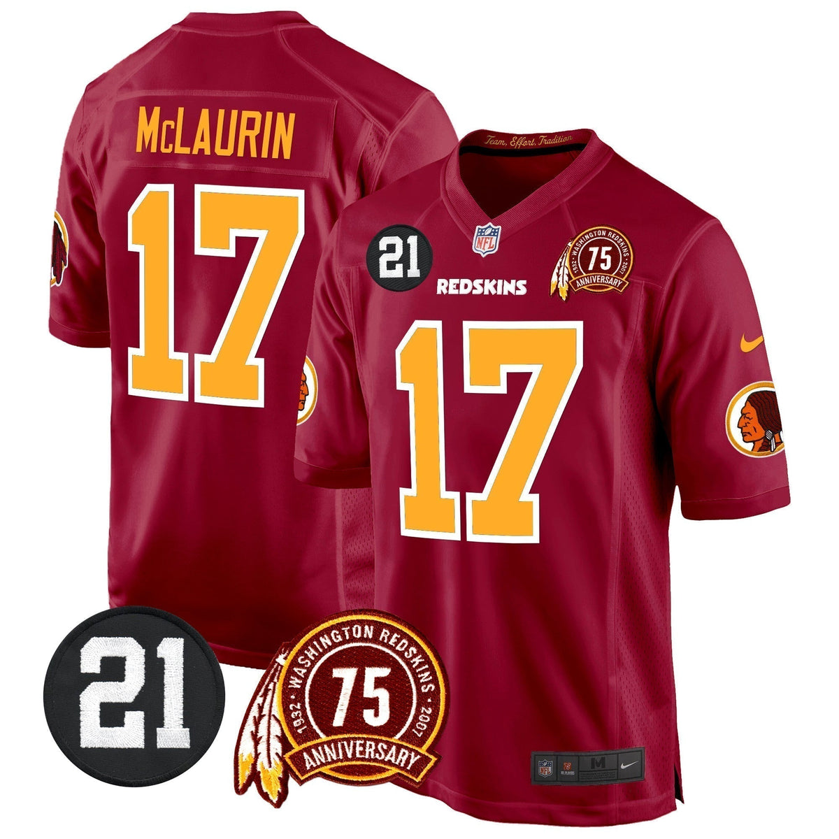 WR 75th & Sean Taylor Patch Game Jersey - Stitched