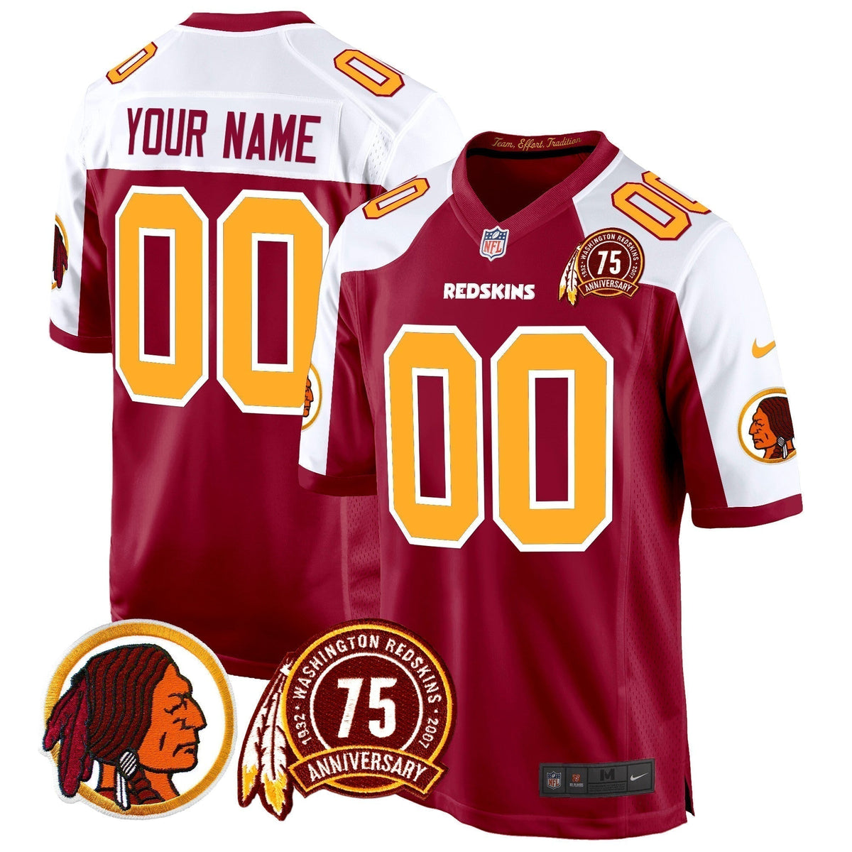 WR 75th Patch Throwback Game Custom Jersey - Stitched
