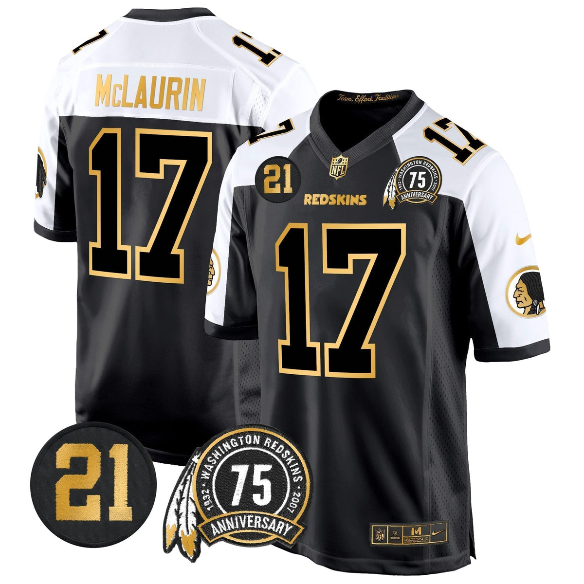 WR 75th & Sean Taylor Patch Gold Game Jersey - Stitched