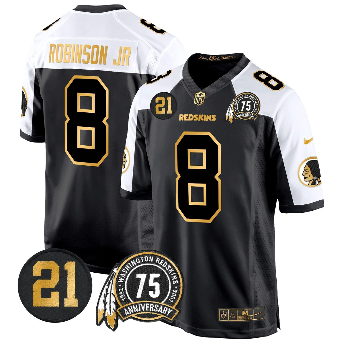 WR 75th & Sean Taylor Patch Gold Game Jersey - Stitched
