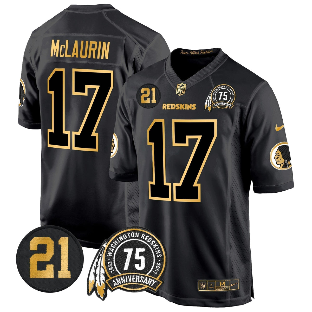 WR 75th & Sean Taylor Patch Gold Game Jersey - Stitched