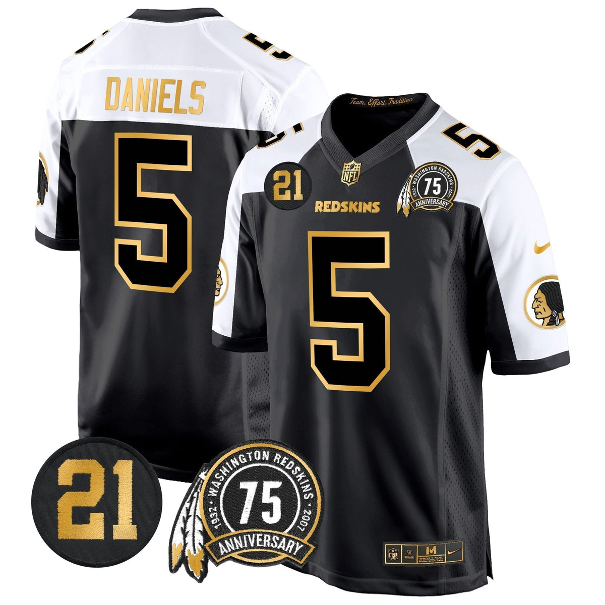 WR 75th & Sean Taylor Patch Gold Game Jersey - Stitched