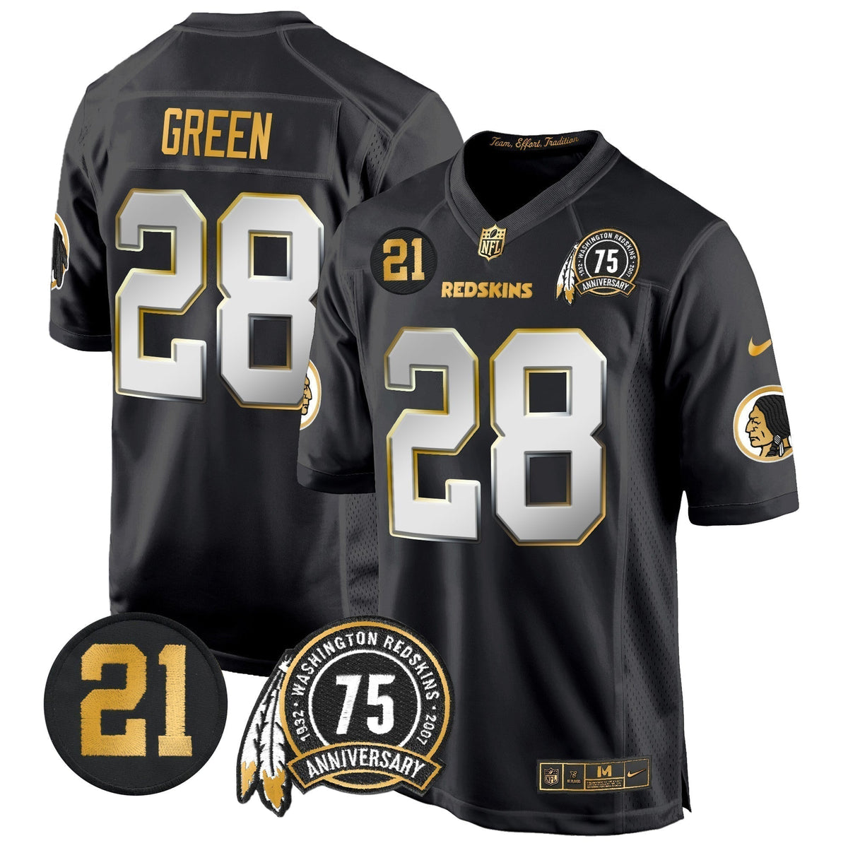 WR 75th & Sean Taylor Patch Gold Game Jersey - Stitched