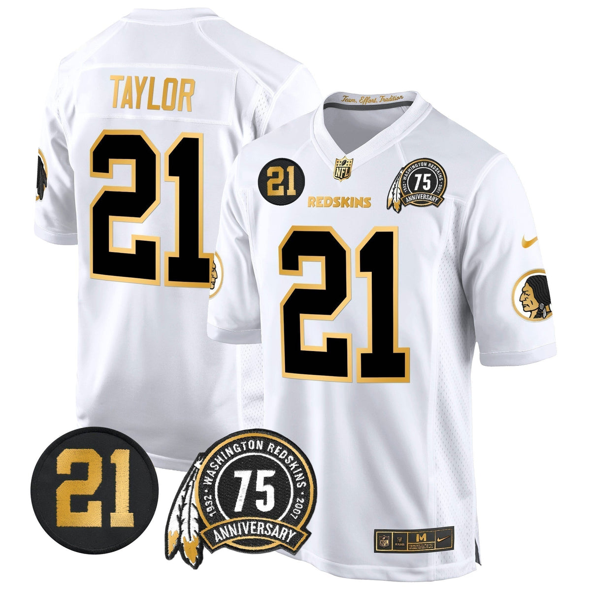 WR 75th & Sean Taylor Patch Gold Game Jersey - Stitched