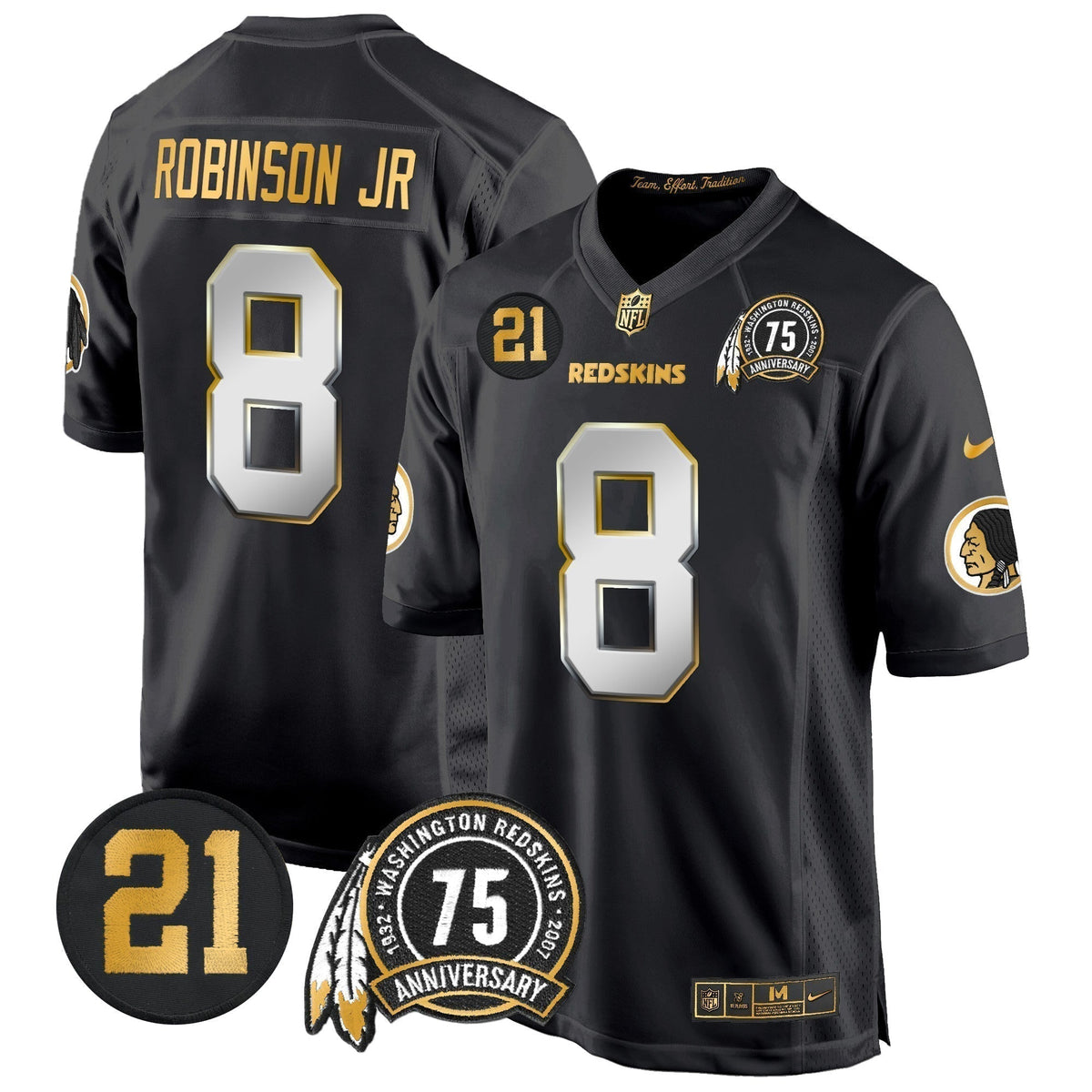 WR 75th & Sean Taylor Patch Gold Game Jersey - Stitched