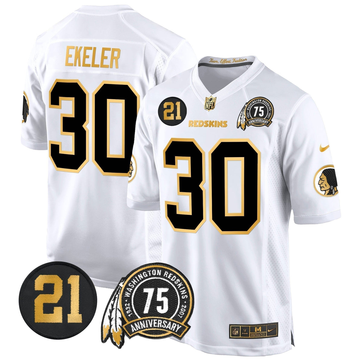 WR 75th & Sean Taylor Patch Gold Game Jersey - Stitched