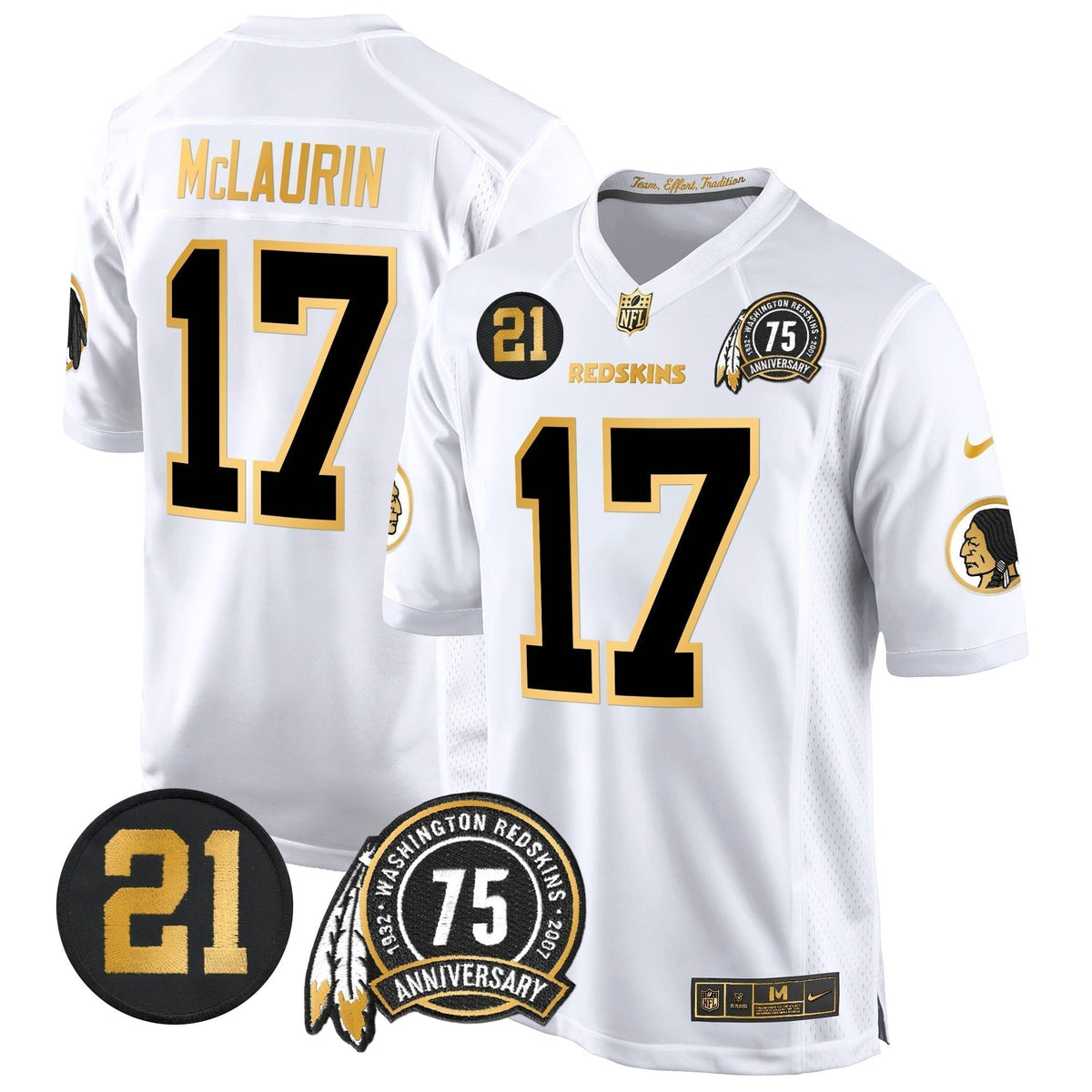 WR 75th & Sean Taylor Patch Gold Game Jersey - Stitched