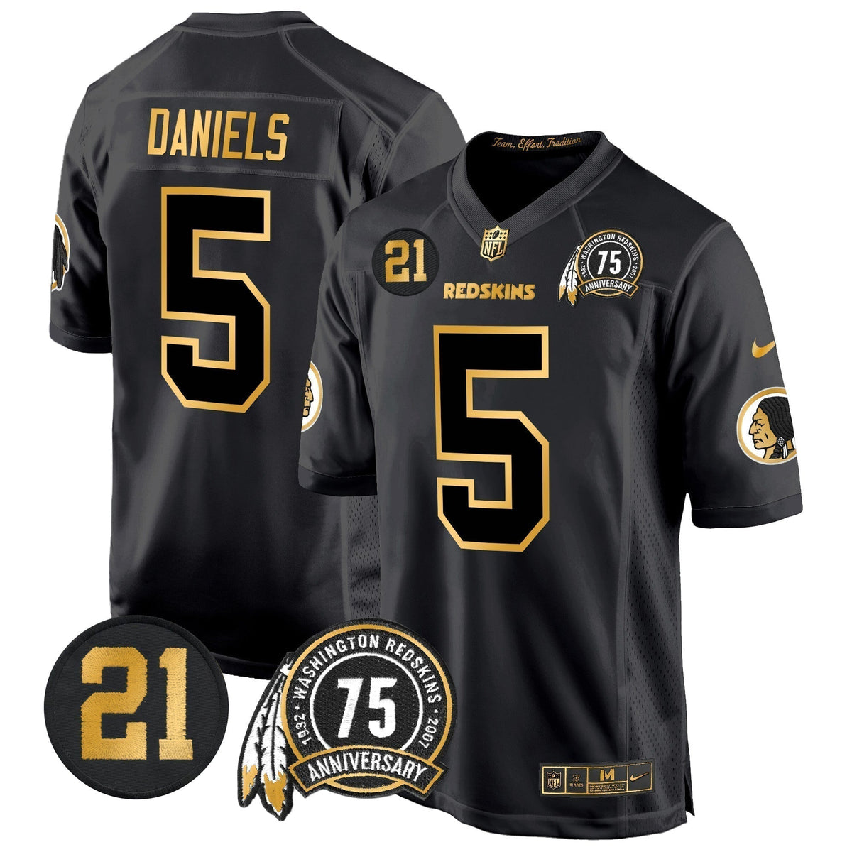 WR 75th & Sean Taylor Patch Gold Game Jersey - Stitched