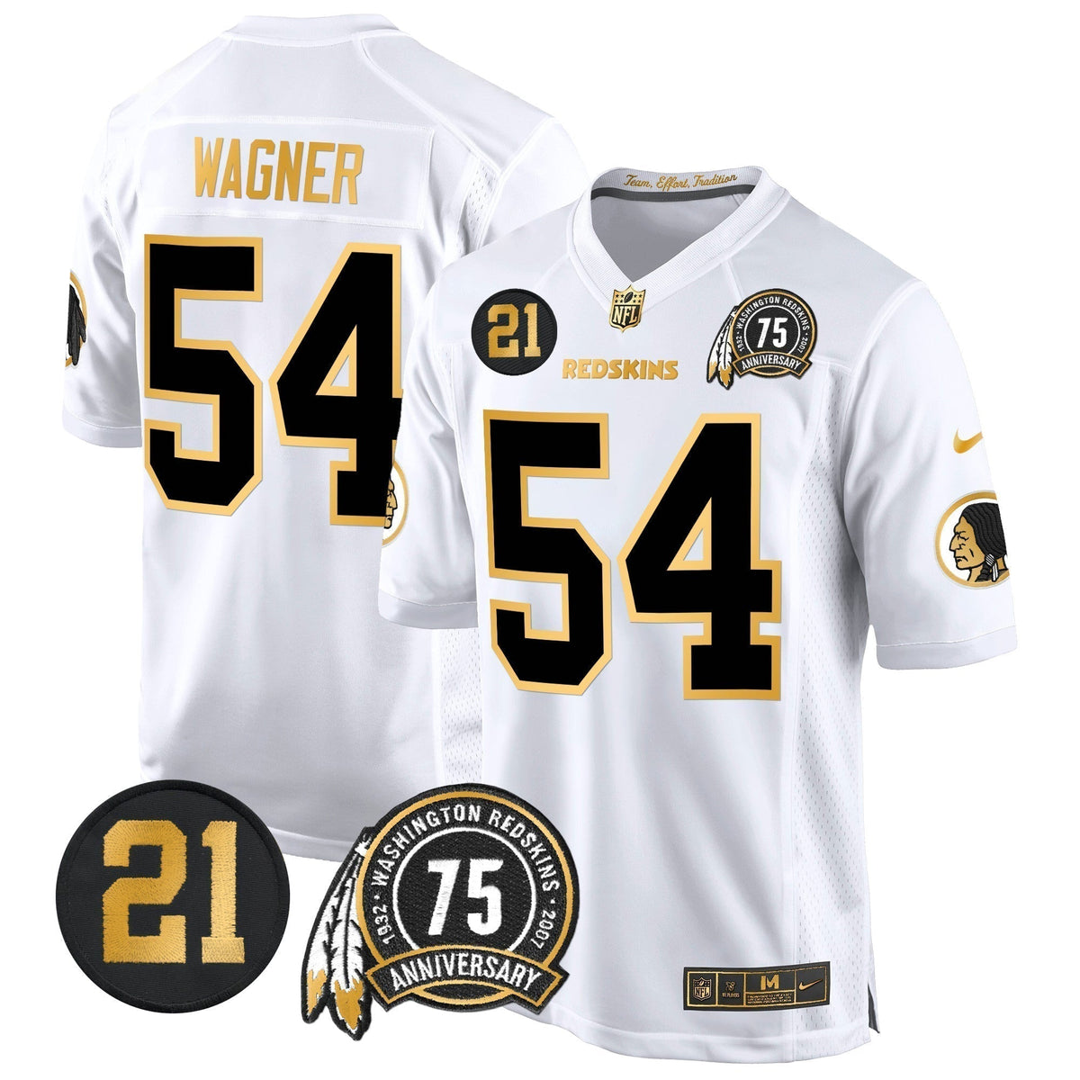 WR 75th & Sean Taylor Patch Gold Game Jersey - Stitched