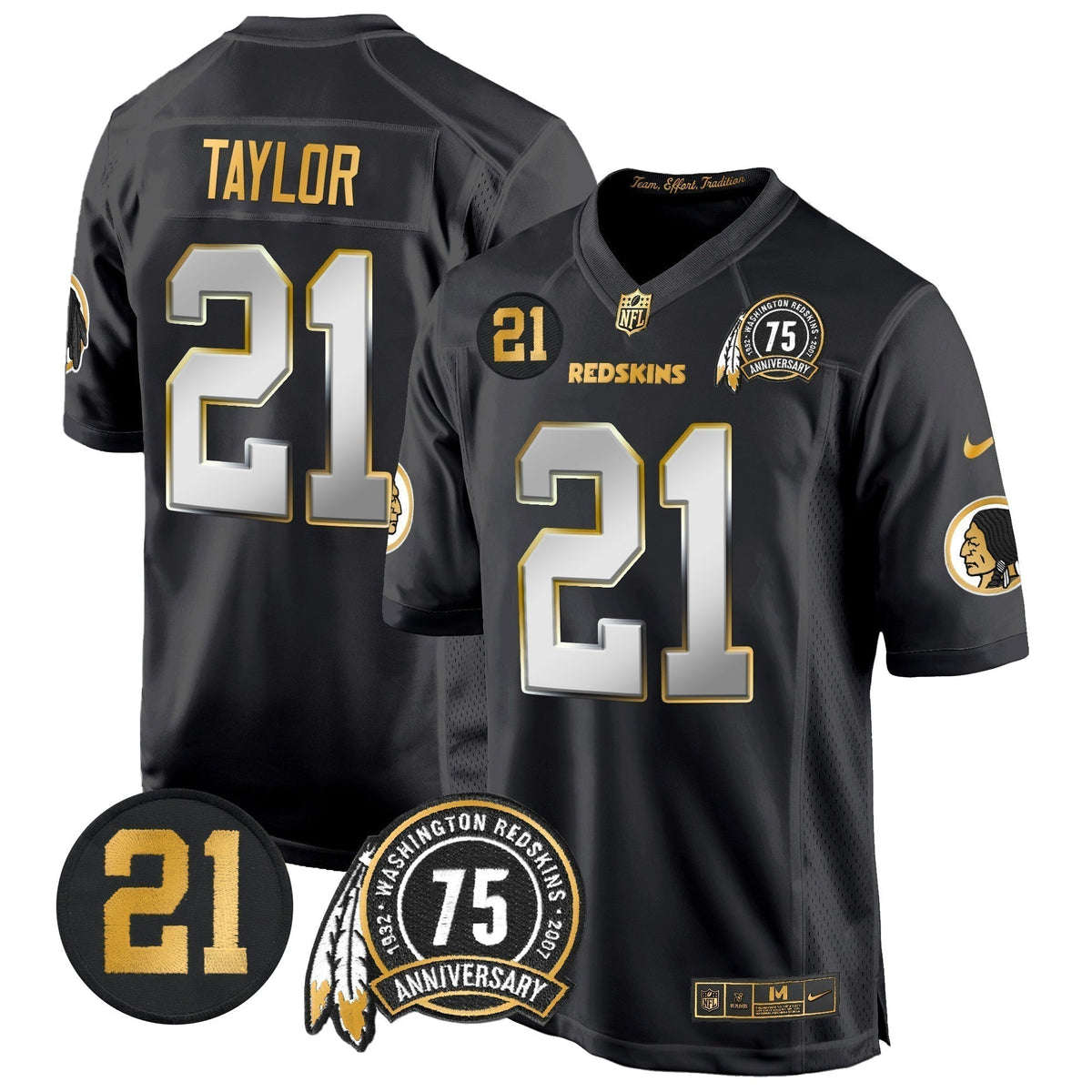 WR 75th & Sean Taylor Patch Gold Game Jersey - Stitched