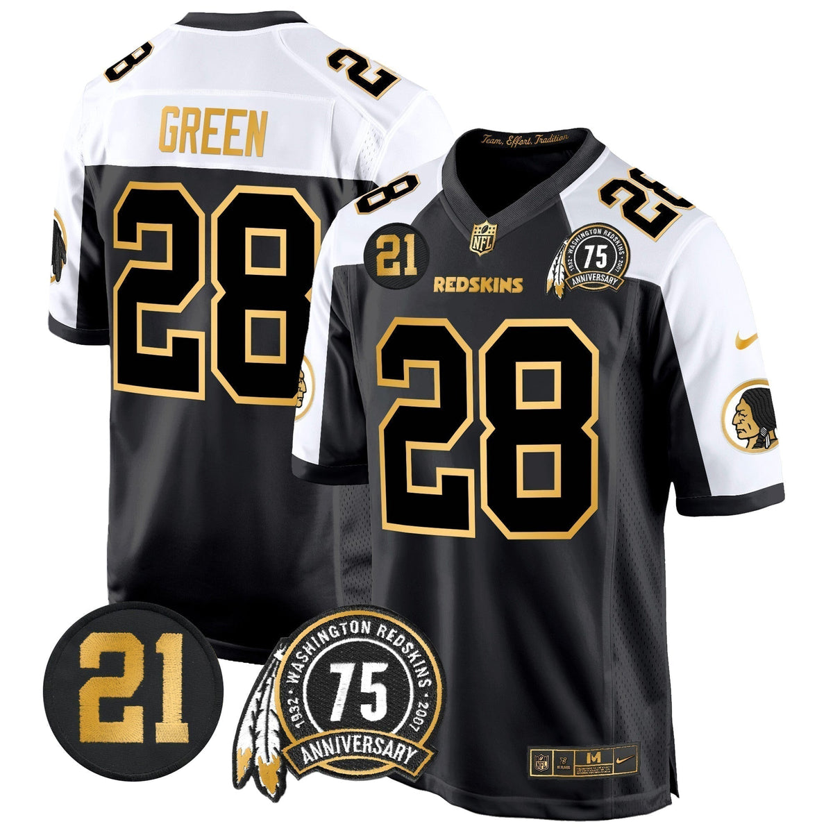 WR 75th & Sean Taylor Patch Gold Game Jersey - Stitched
