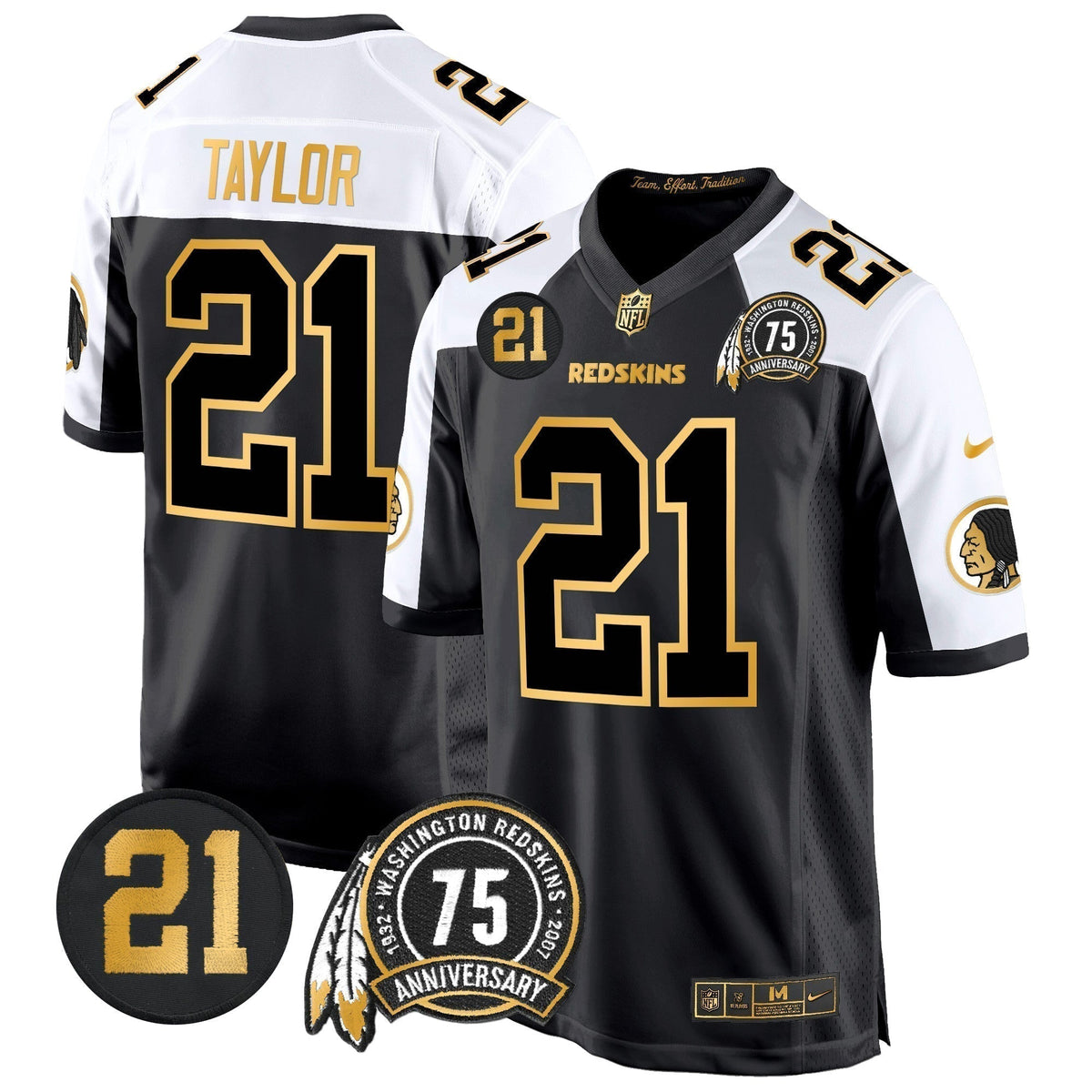 WR 75th & Sean Taylor Patch Gold Game Jersey - Stitched