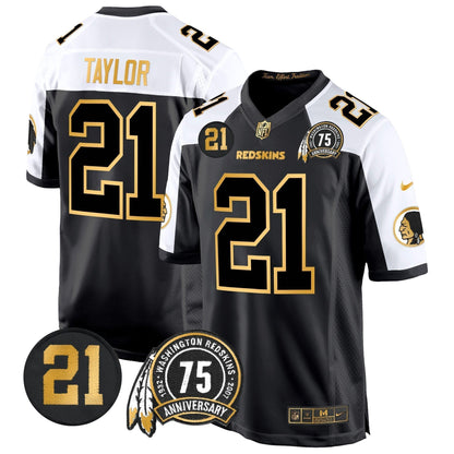 WR 75th & Sean Taylor Patch Gold Game Jersey - Stitched