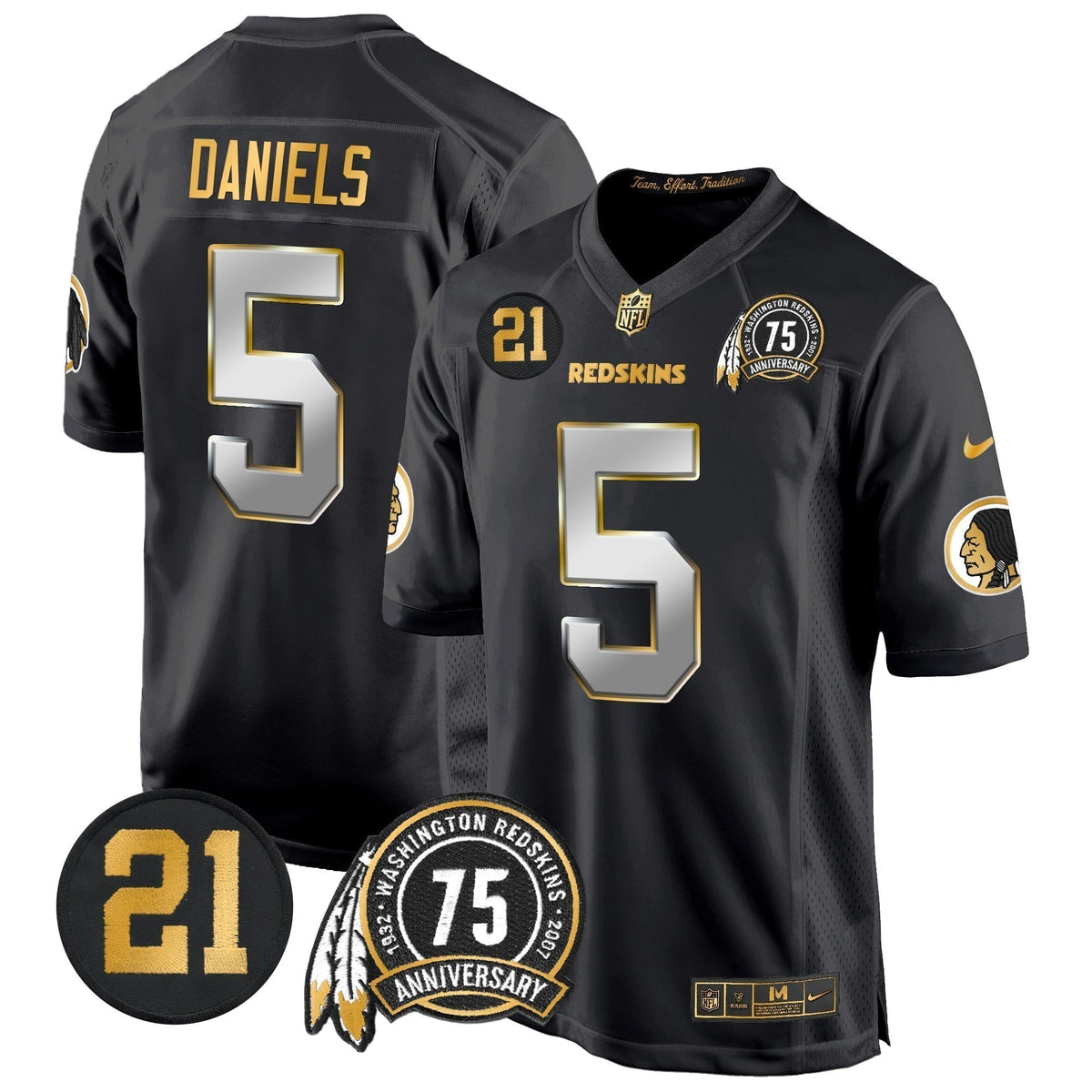 WR 75th & Sean Taylor Patch Gold Game Jersey - Stitched
