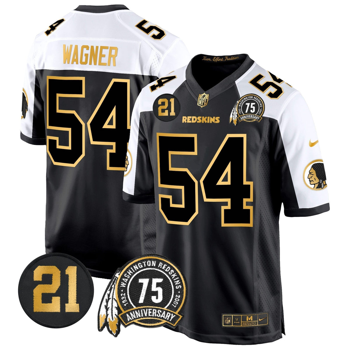 WR 75th & Sean Taylor Patch Gold Game Jersey - Stitched