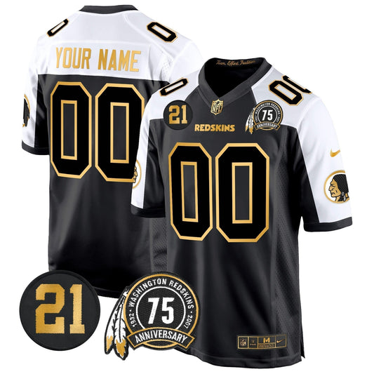 WR 75th & Sean Taylor Patch Gold Game Custom Jersey - Stitched