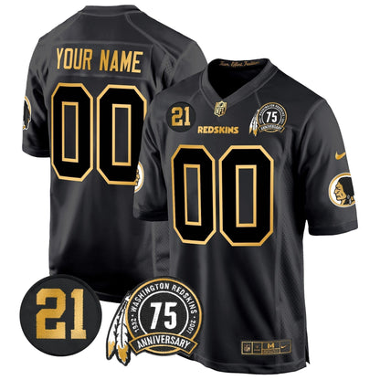WR 75th & Sean Taylor Patch Gold Game Custom Jersey - Stitched