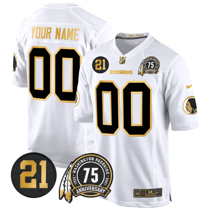 WR 75th & Sean Taylor Patch Gold Game Custom Jersey - Stitched