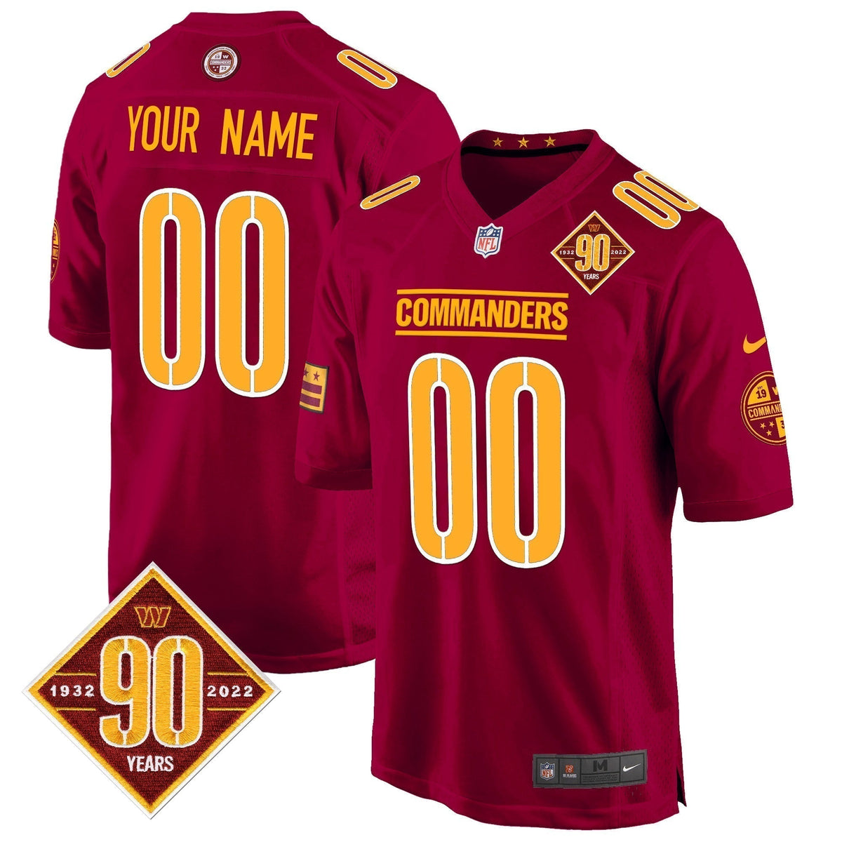 WAS 90th Anniversary Patch Game Custom Jersey - Stitched