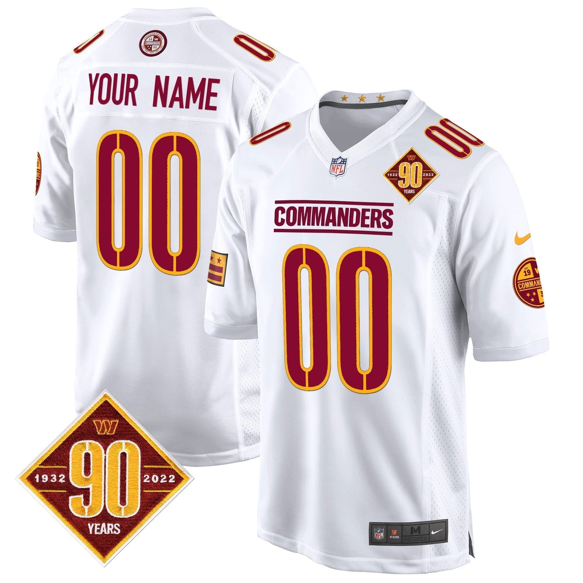WAS 90th Anniversary Patch Game Custom Jersey - Stitched