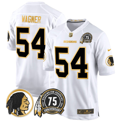 Men's Washington Redskins 75th Patch Throwback Gold Game Jersey - All Stitched