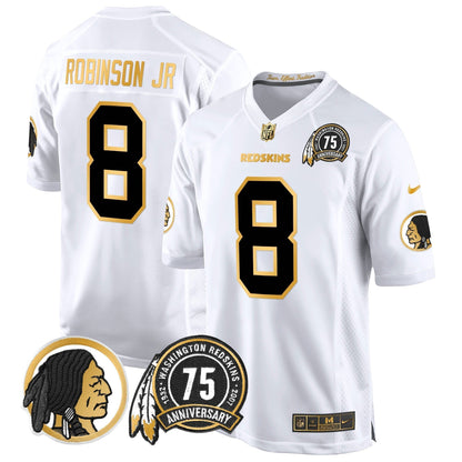 Men's Washington Redskins 75th Patch Throwback Gold Game Jersey - All Stitched