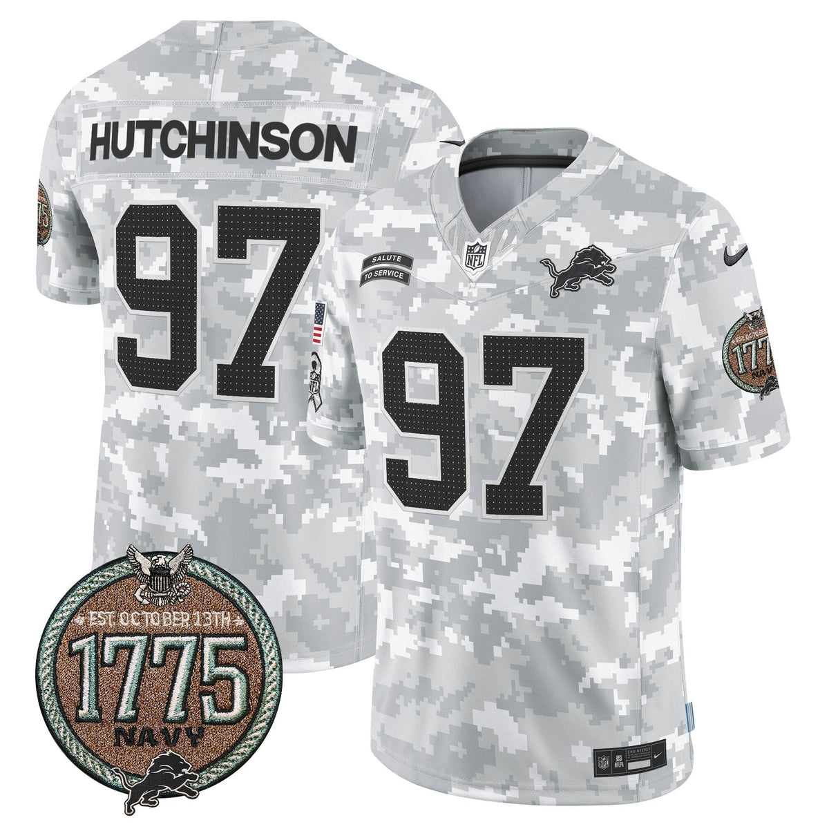 DET 2024 Salute to Service Establishment Year Patch Vapor Limited Jersey - Stitched